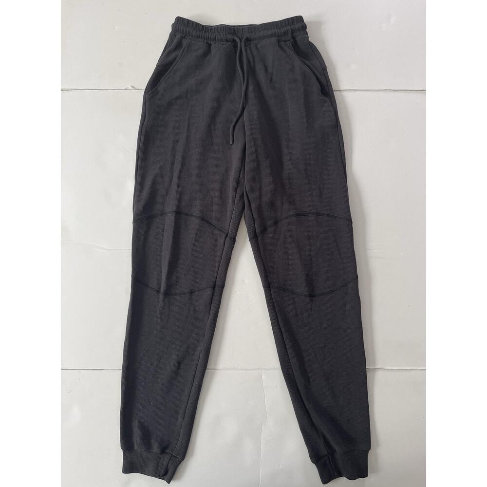 Alo Yoga Jogger Pants Women 24x30 Charcoal Micro Waffle Knit Pockets Lounge on
